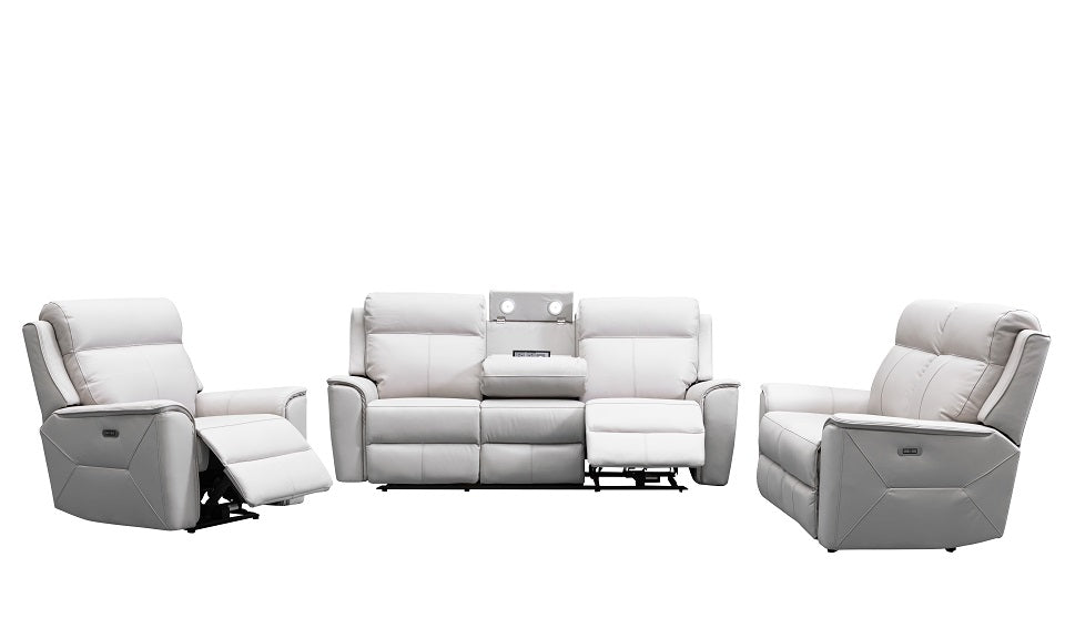 Archie leather 3 pcs electric recliner suite