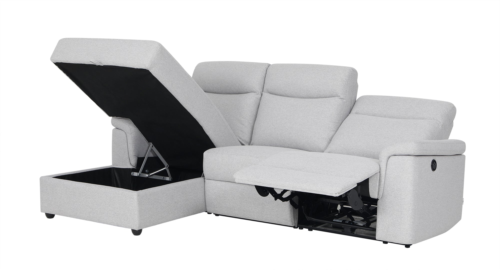 Dawson Fabric 3 Seat Reversible Chaise Lounge With Storage