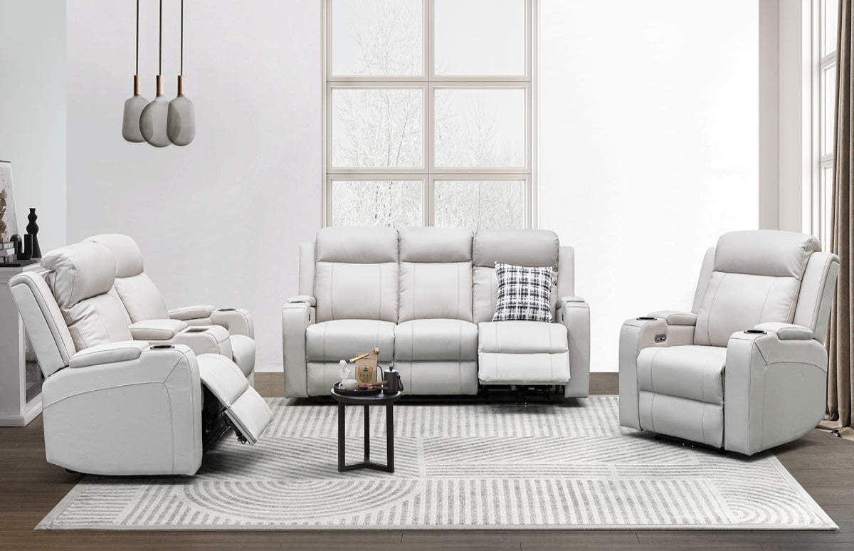 Louise Leather Recliner 1/2/3 Seat-(Grey / Black)