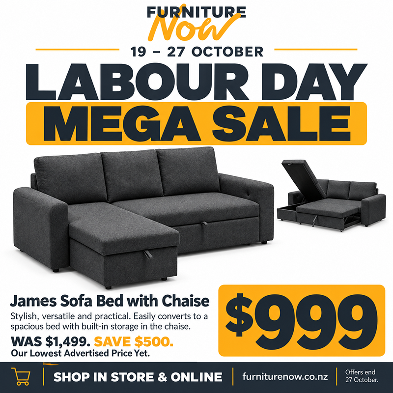 James Fabric Sofa Bed with USB-A/C Charger Charcoal