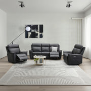 Archie Leather Recliner 1 / 2 / 3 Seater Suite (Black)