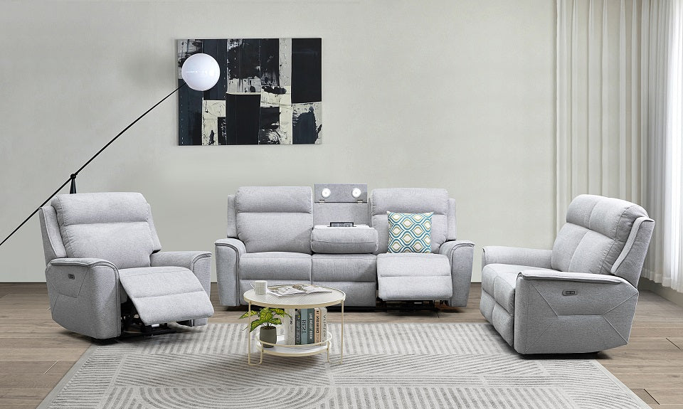 Archie fabric 3 pcs electric recliner suite