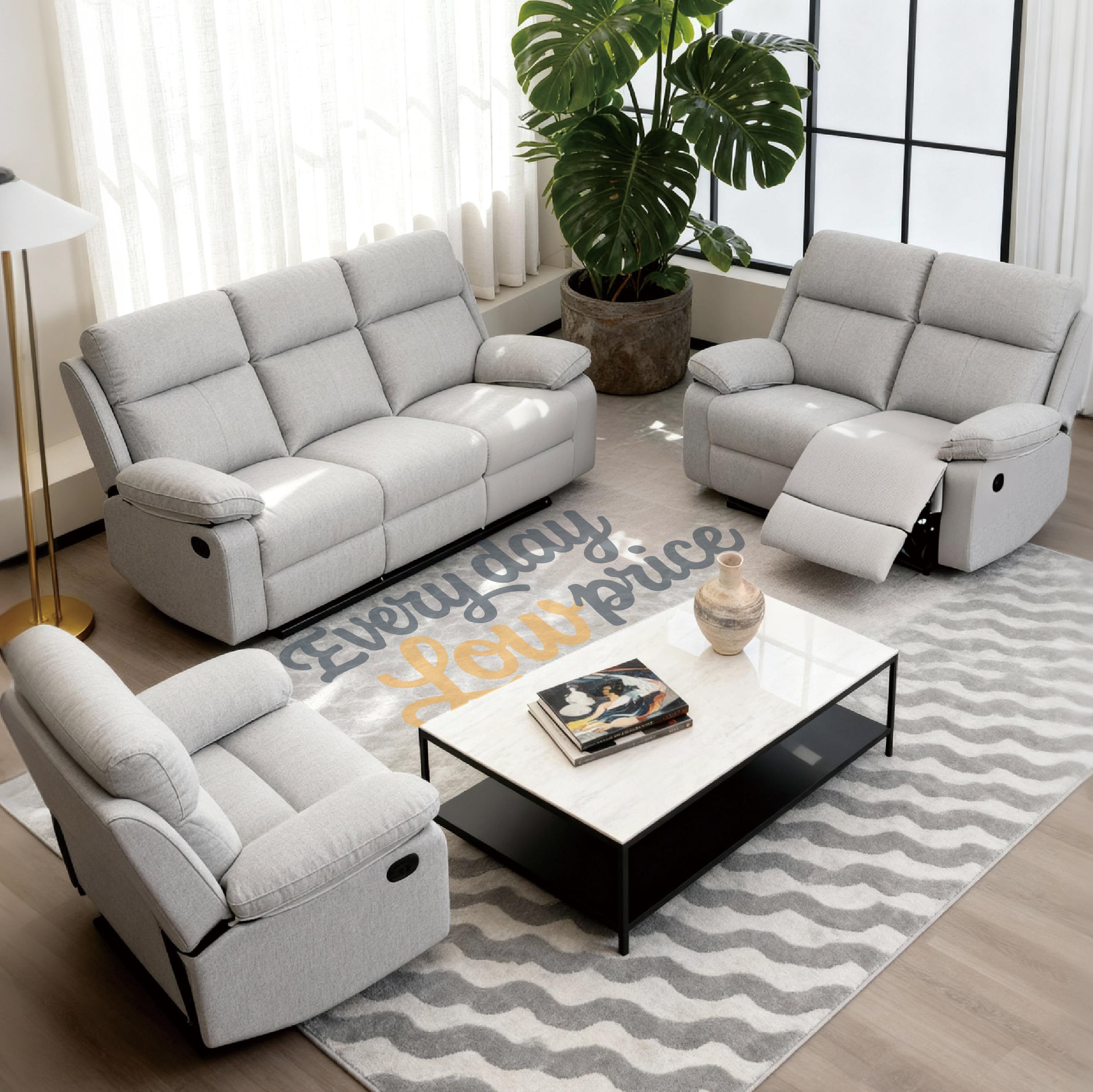 Bailey Fabric Recliner 1/2/3 Seater