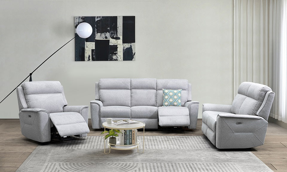 Archie fabric 3 pcs electric recliner suite