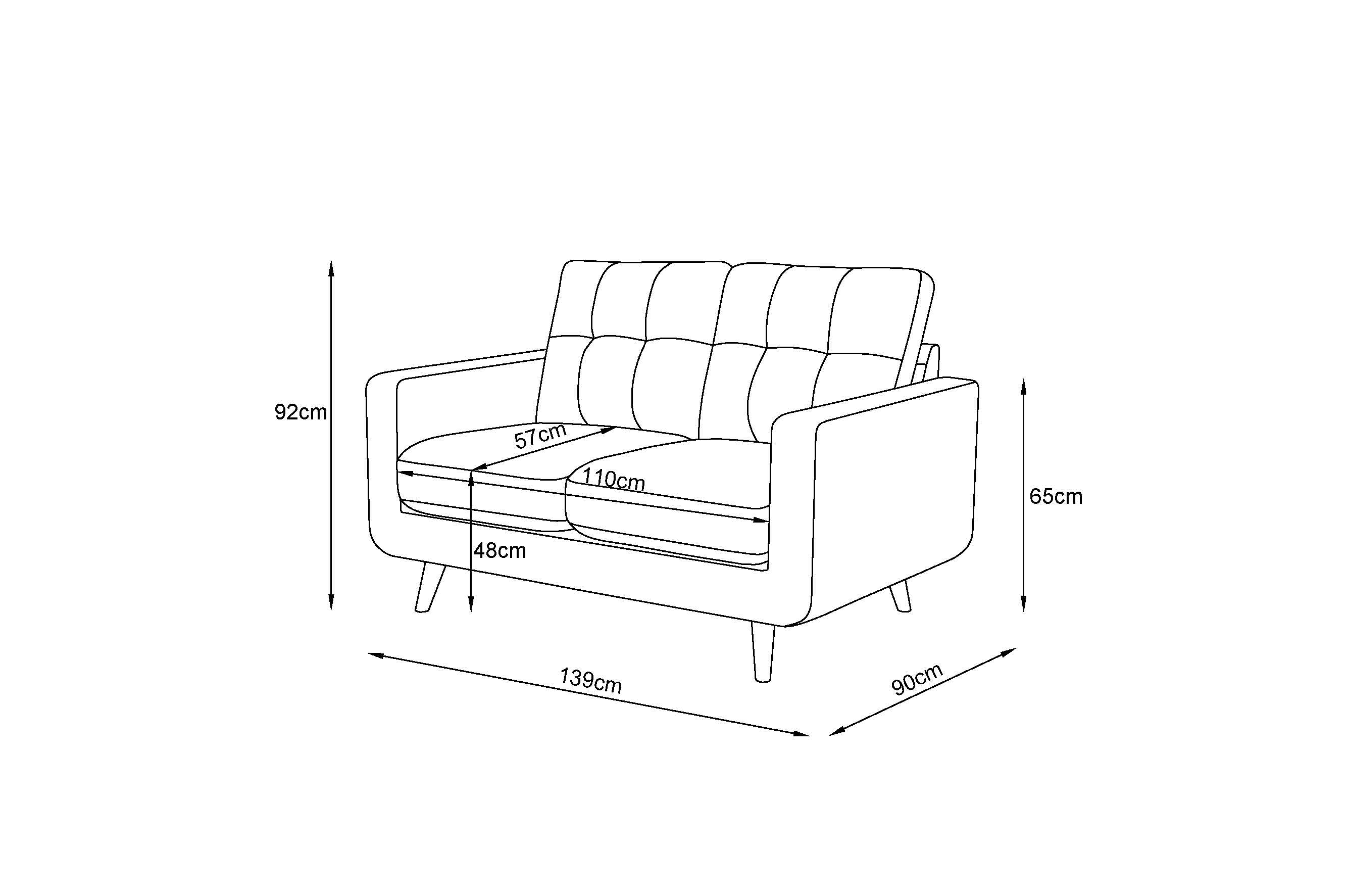 Olivia fabric 2 seat sofa