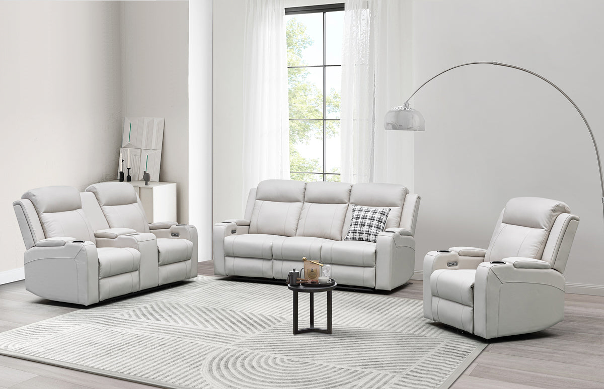 Louise Leather Recliner 1/2/3 Seat-(Grey / Black)