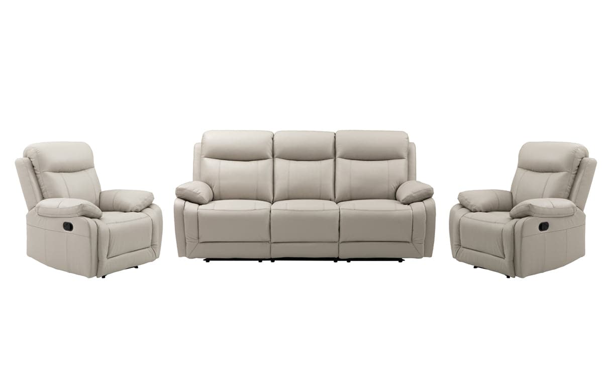 Scott Leather Recliner 1/2/3 Seat-(Black/Grey)