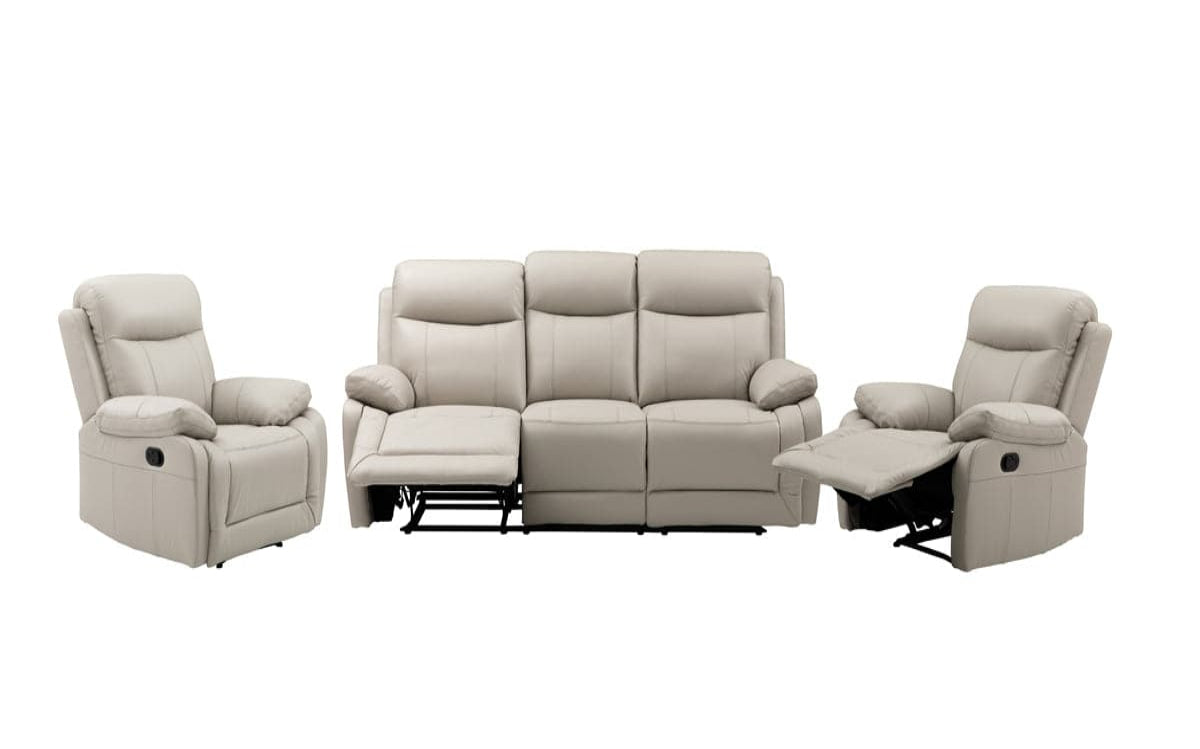 Scott Leather Recliner 1/2/3 Seat-(Black/Grey)