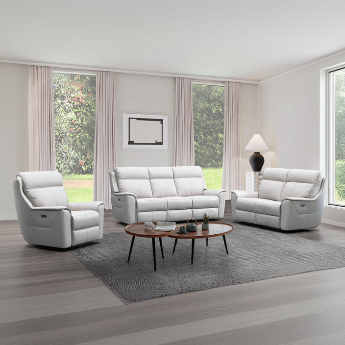 Archie Leather Recliner 1/2/3 Seat Suite-Light Grey