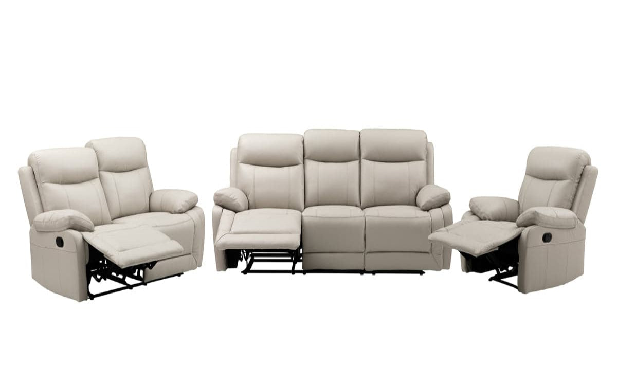 Scott Leather Recliner 1/2/3 Seat-(Black/Grey)