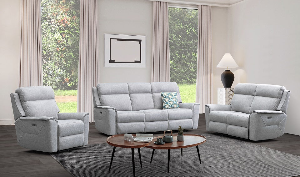 Archie fabric 3 pcs electric recliner suite