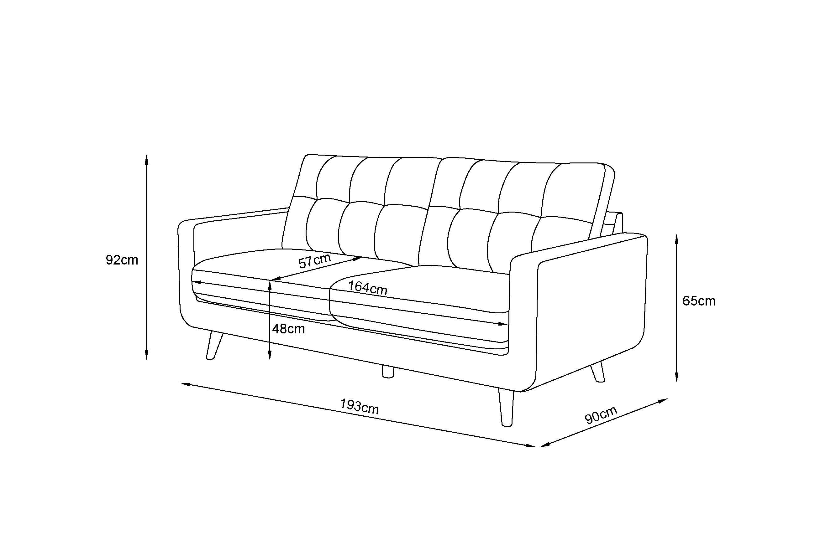 Olivia fabric 3 seat sofa
