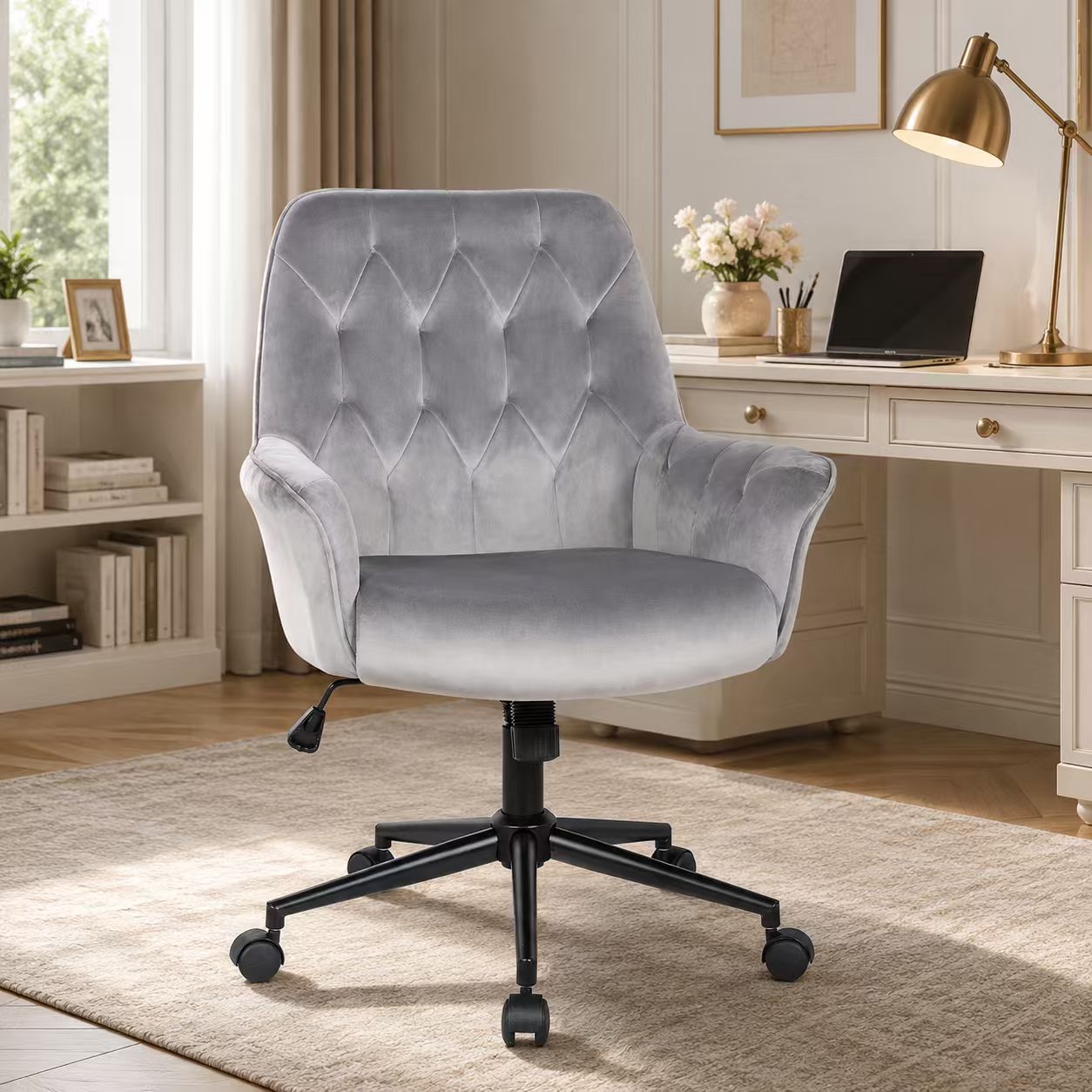 Albany Office Chair / Velvet (Charcoal / Silver)