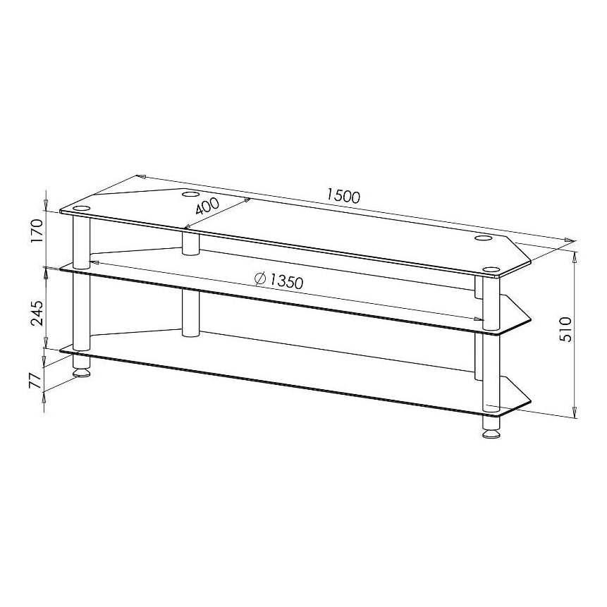 Ace TV Unit Glass W120cm (Black)