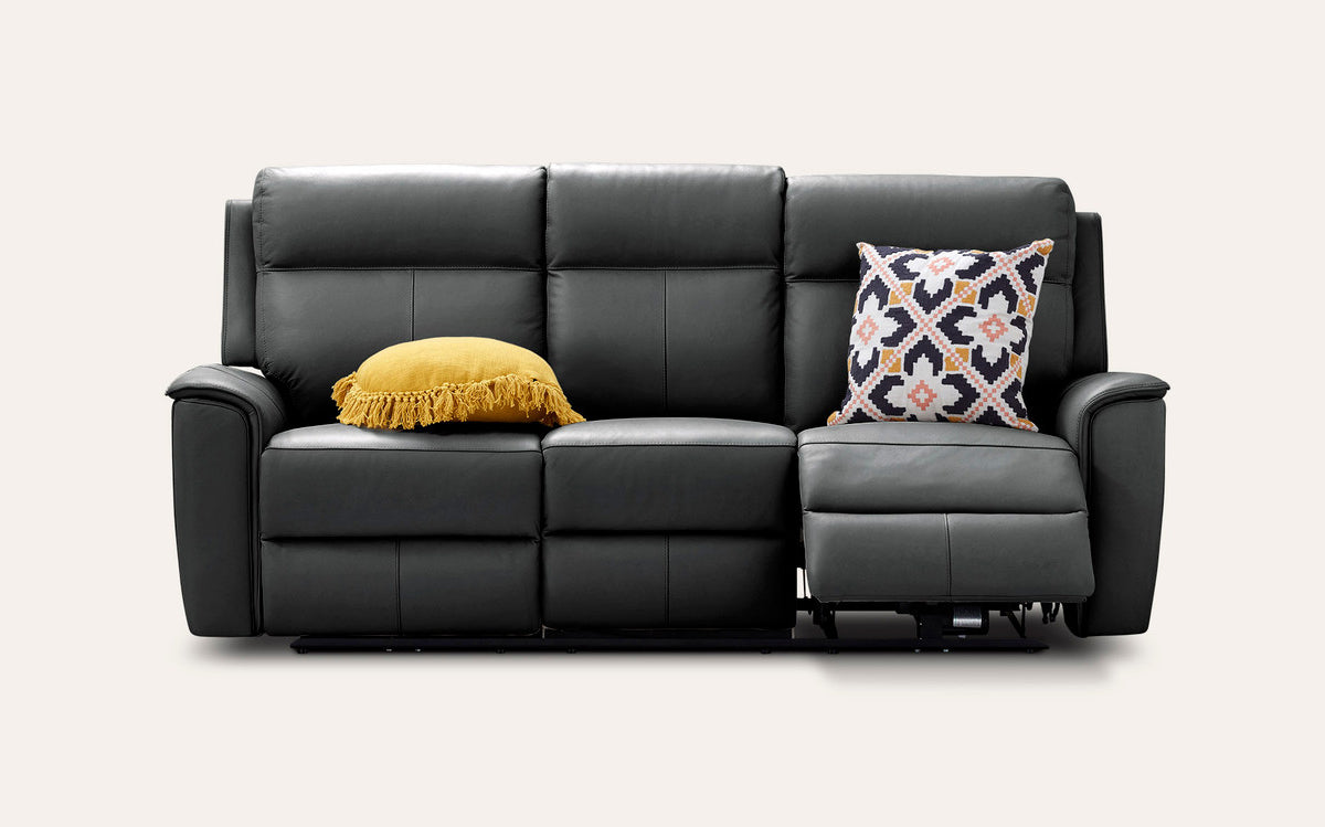 Archie Leather Recliner 1/2/3 Seat Suite - Black