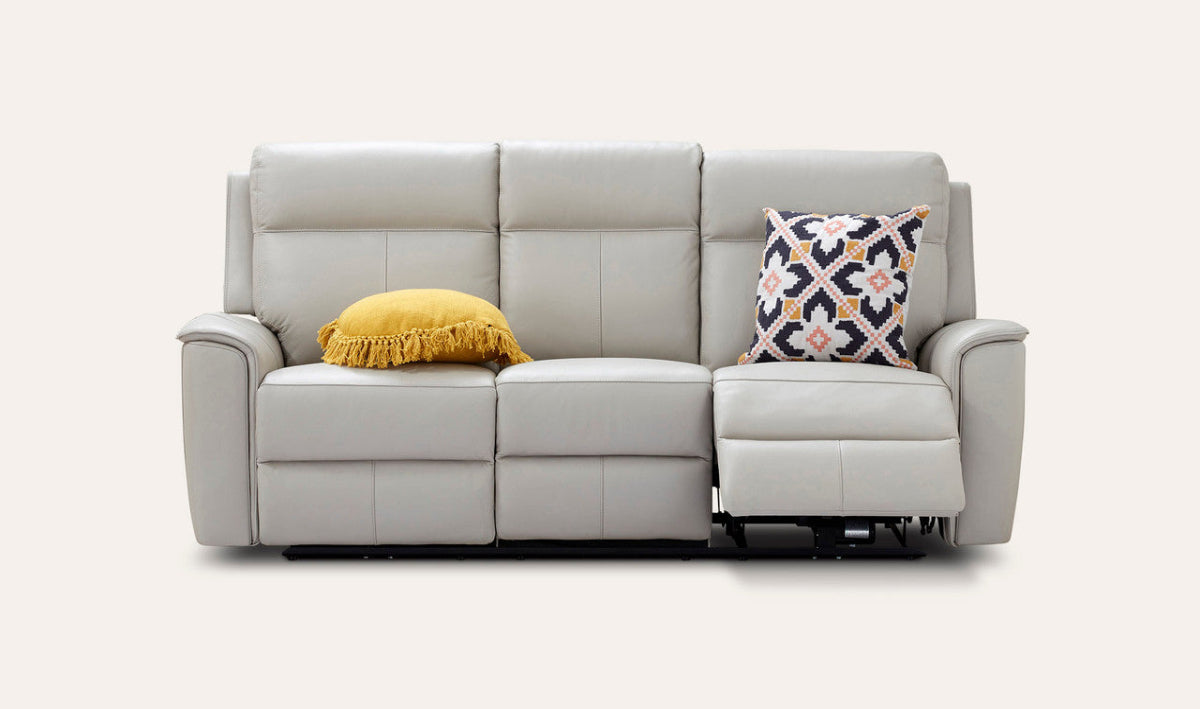 Archie Leather Recliner 1/2/3 Seat Suite-Light Grey