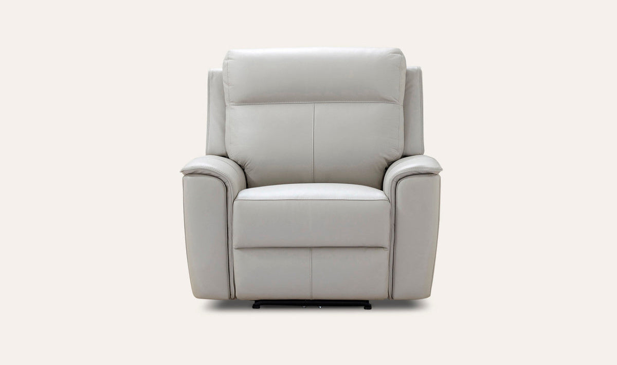 Archie Letherin Archie Light Grey Leather Recliner - 1/2/3 Seat Lounge NZ – Furniture Now