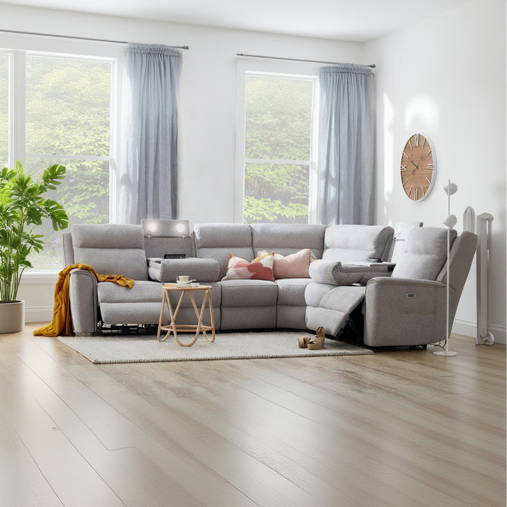 Archie Fabric 6 Seat Corner Recliner Lounge