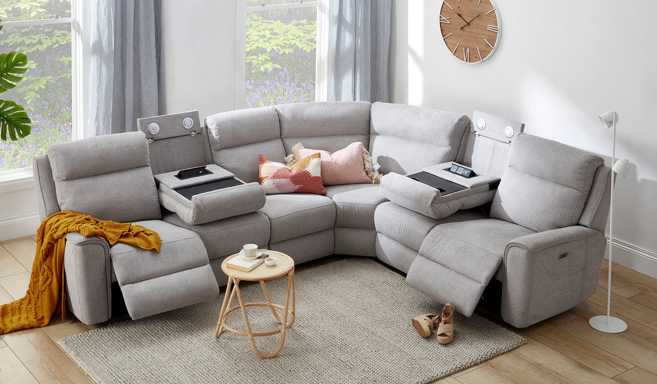 Archie Fabric 6 Seat Corner Recliner Lounge