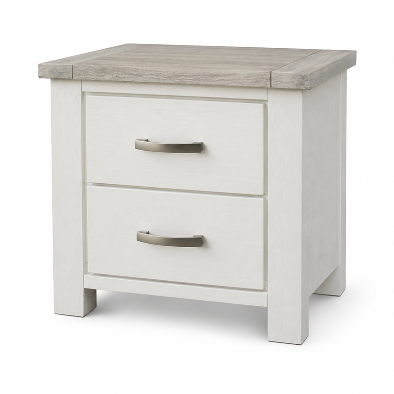 Ashland Bedside Table 2 Drawer (Two Tone)