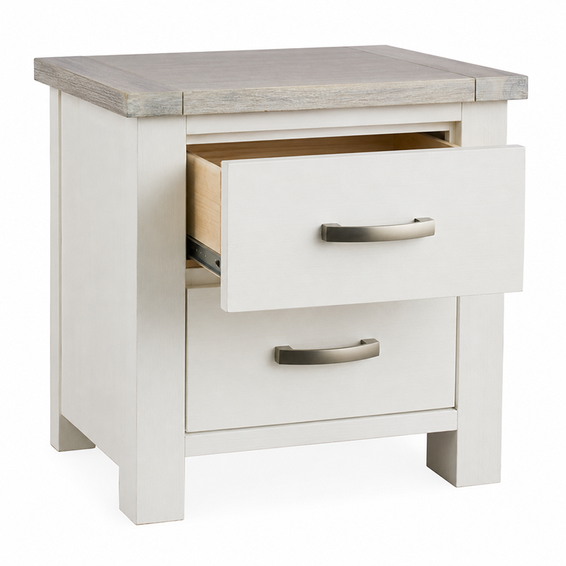 Ashland Bedside Table 2 Drawer (Two Tone)
