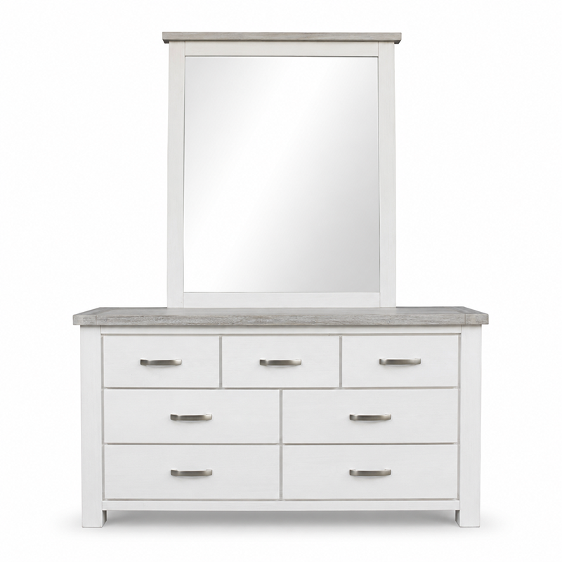 Ashland 7 Drawer Dresser & Mirror (White)