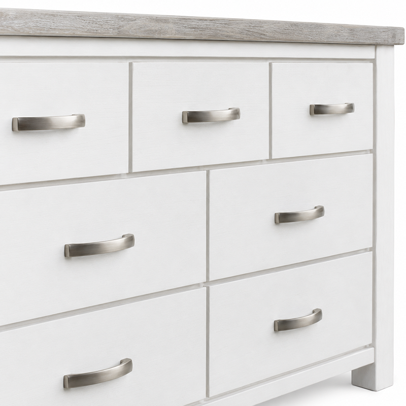 Ashland 7 Drawer Dresser & Mirror (White)