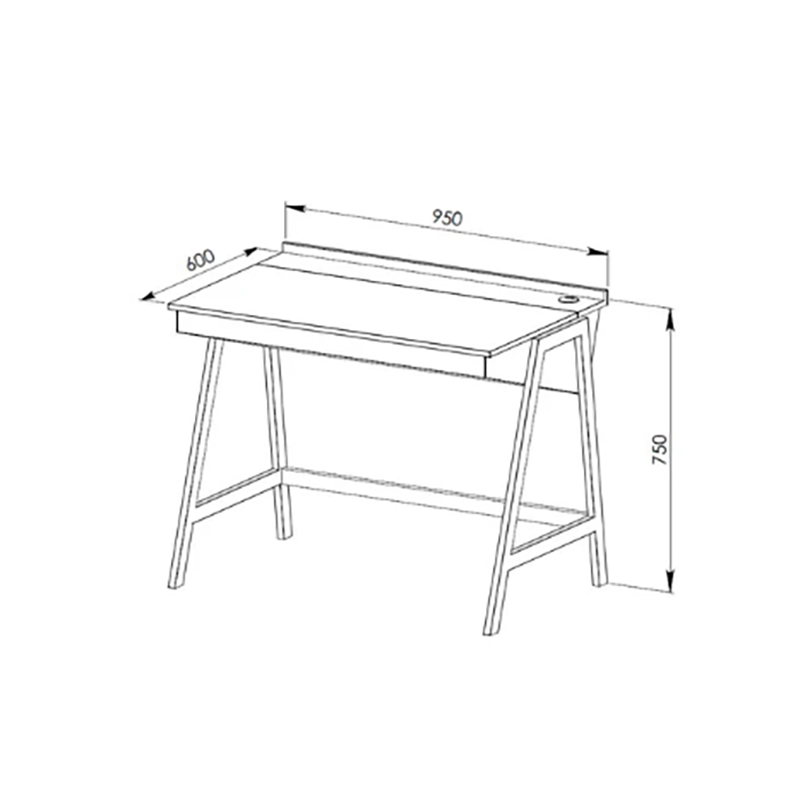 Aspect Desk Light Oak Wood Desk with White Metal Frame (Black / Brown)