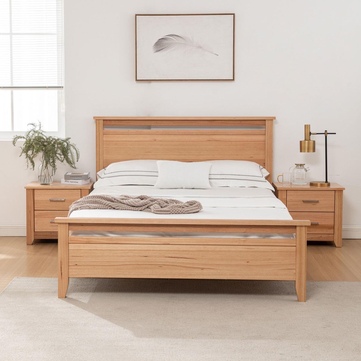 Normal Bed Frame Design Portland Normal Bed Frame (Brown / Beige) Messmate Timber / Messmate V ...