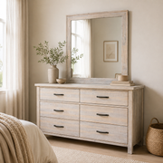 Ballman 6 Drawer Dresser & Mirror (Beige / White)