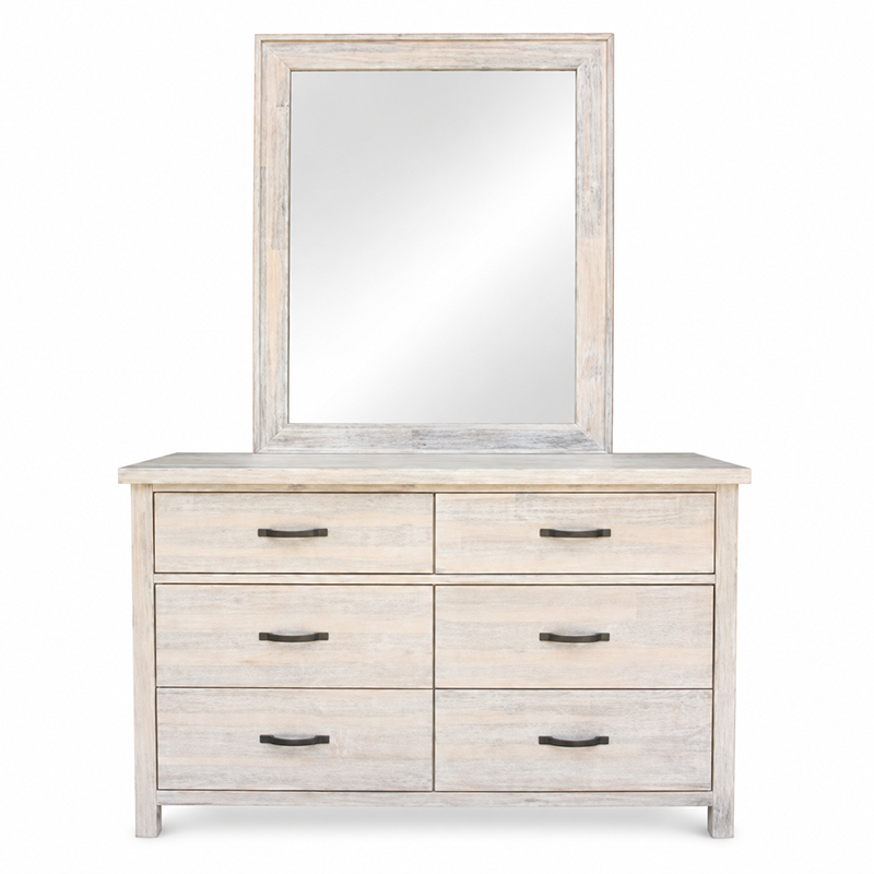 Ballman 6 Drawer Dresser & Mirror (Beige / White)