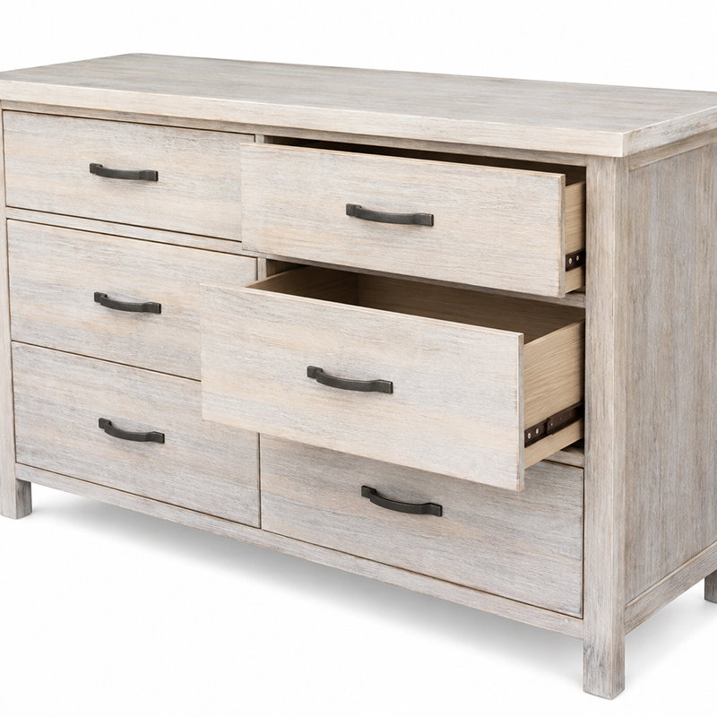 Ballman 6 Drawer Dresser & Mirror (Beige / White)