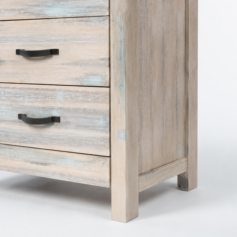 Ballman Slimboy 5 Drawer (Beige / White / Solid Acacia)