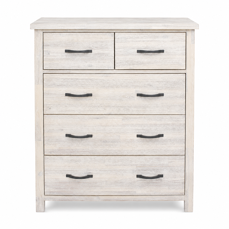 Ballman Tallboy 5 Drawer (Beige / White / Solid Acacia)