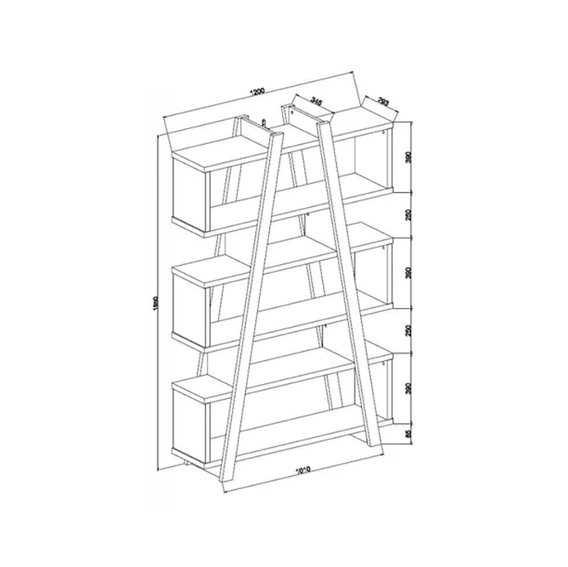 Banksia A Frame Bookcase (White / Dark Oak)