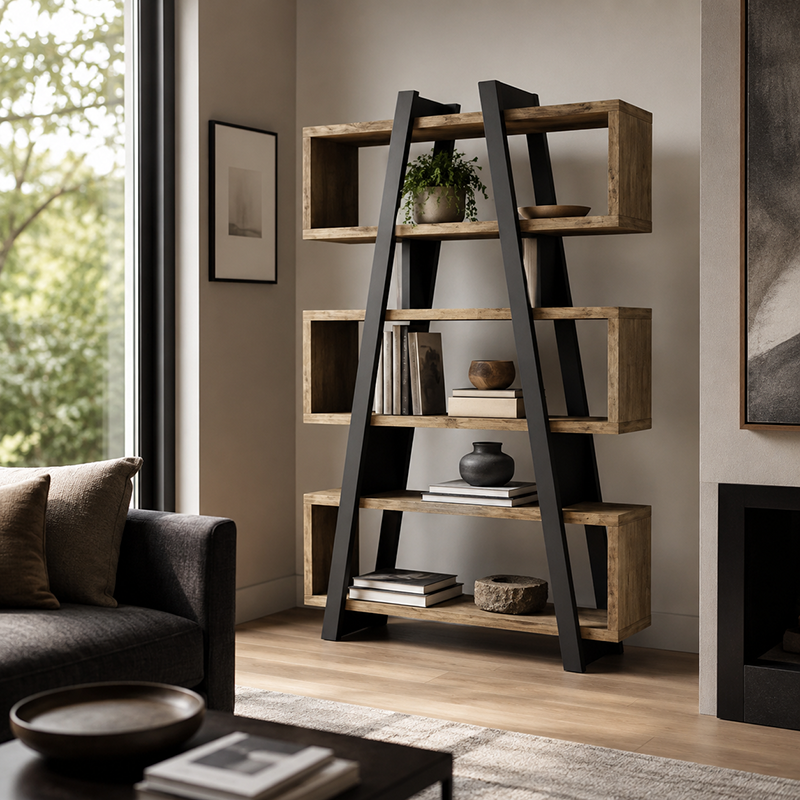 Banksia A Frame Bookcase (White / Dark Oak)