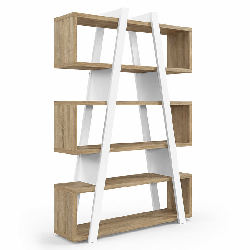 Banksia A Frame Bookcase (White / Dark Oak)