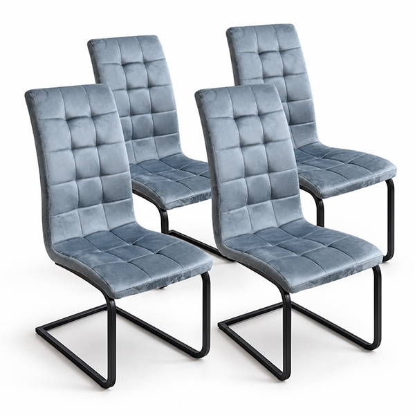 Bellmore Dining Chair Fabric Grey – 2 & 4 Chair Packs