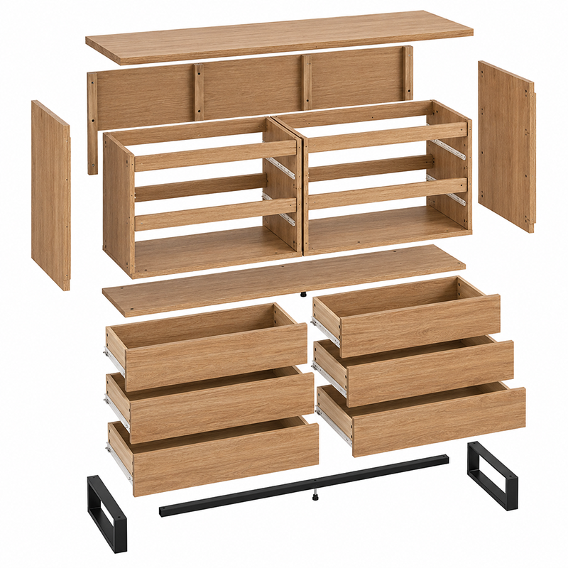 Bright 6 Drawer Dressing Table / Lowboy