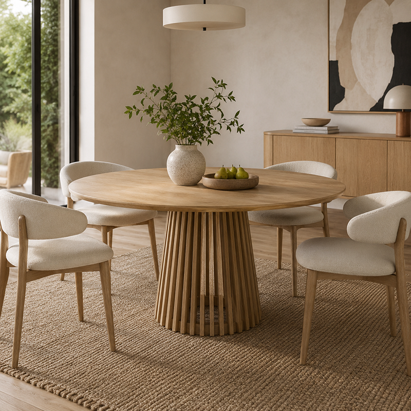 Bur Oak Round Dining Table 1200