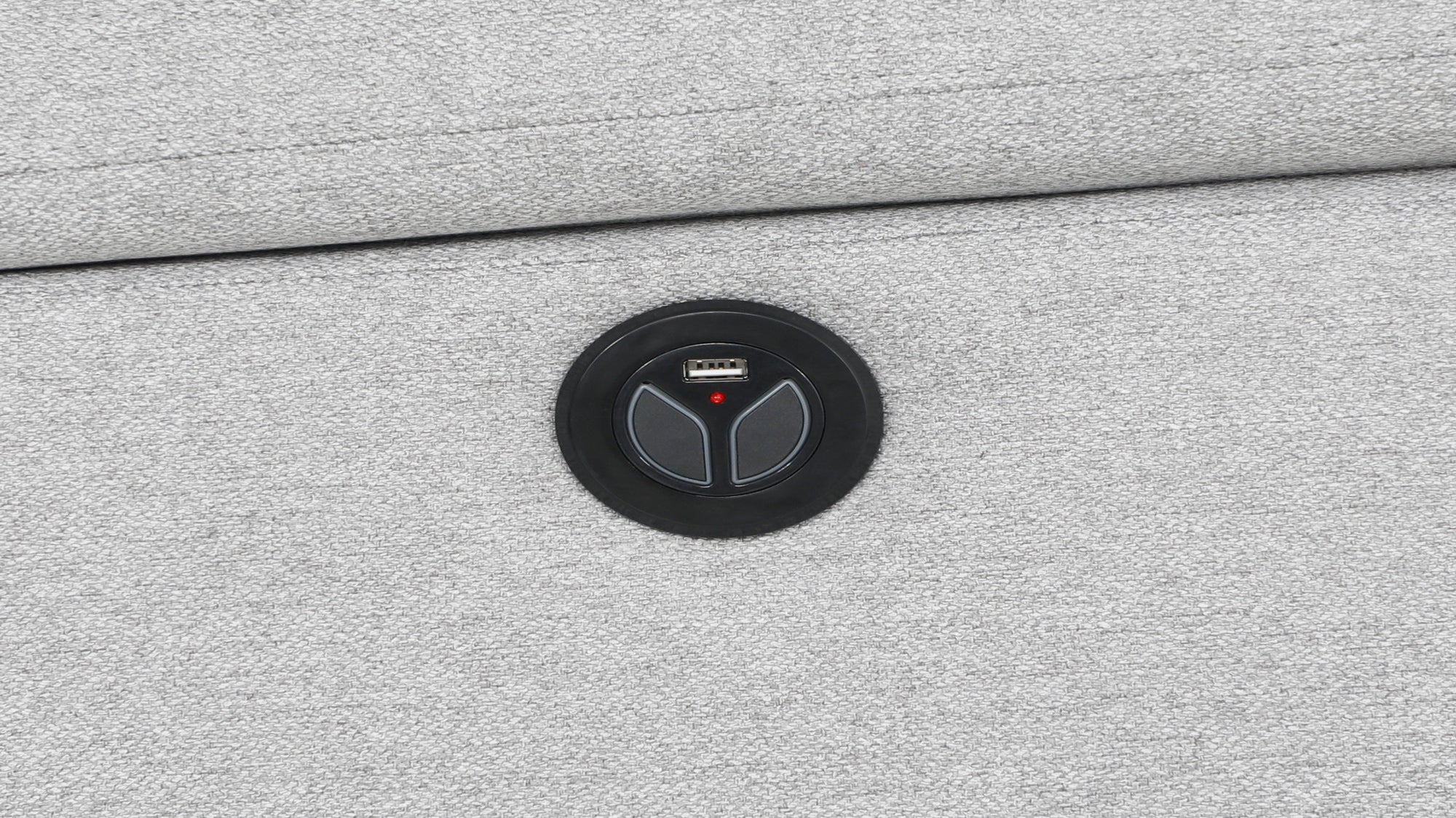 Dawson Fabric Electrical Recliner 2 Seater with Storage Chaise Dark Grey \ Silver