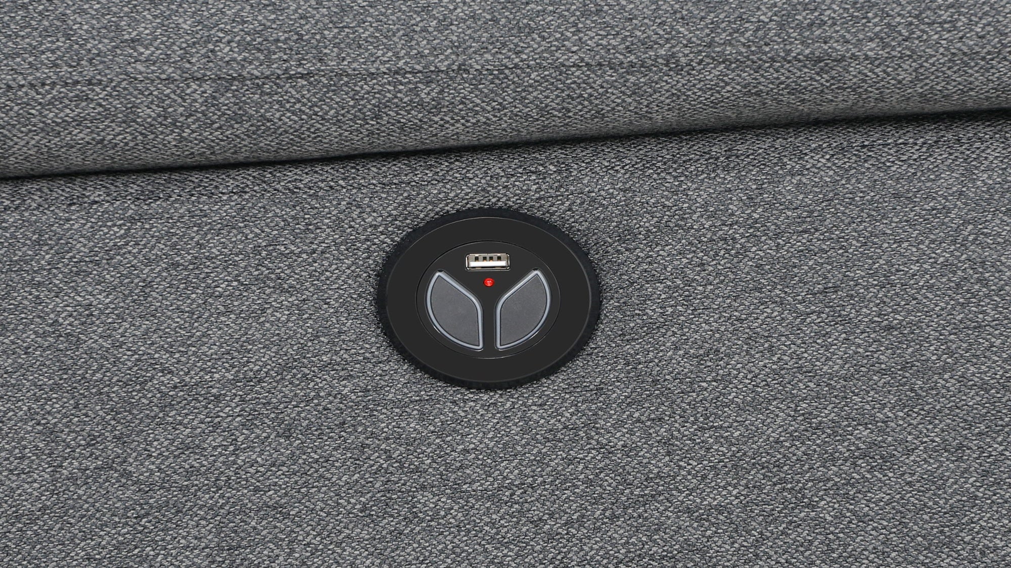 Dawson Fabric Electrical Recliner 2 Seater with Storage Chaise Dark Grey \ Silver