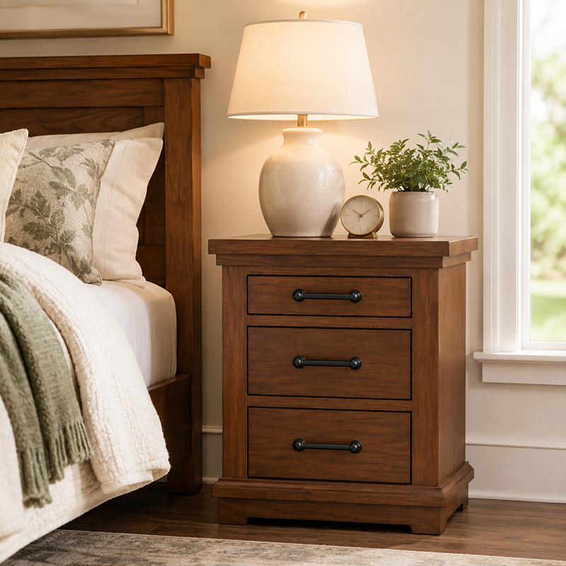 California Bedside Table (Rustic Nutmeg)
