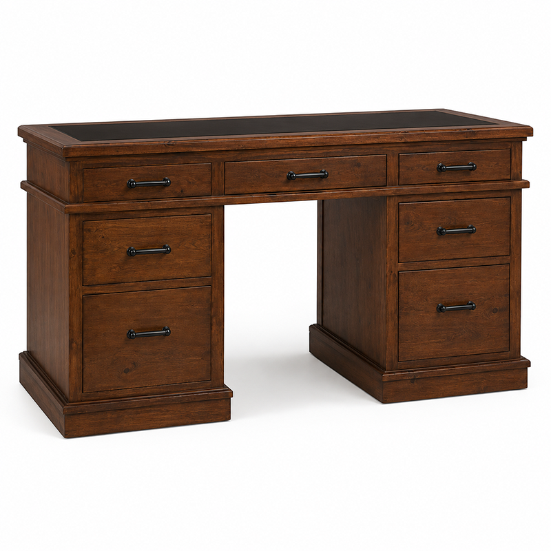 California Solid Wood Desk 164cm - Rustic Nutmeg