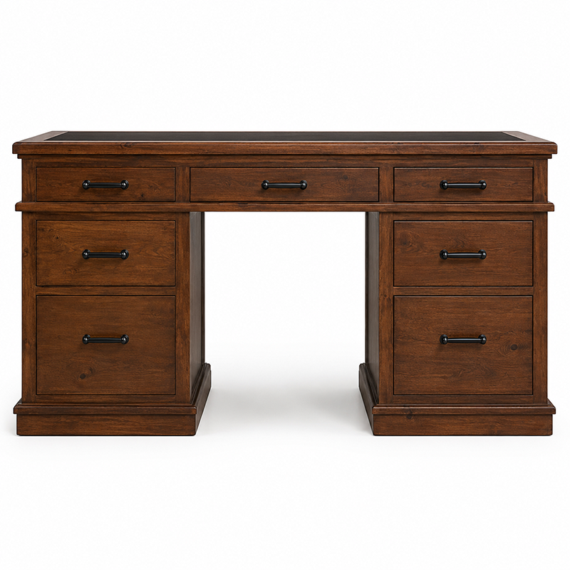 California Solid Wood Desk 164cm - Rustic Nutmeg