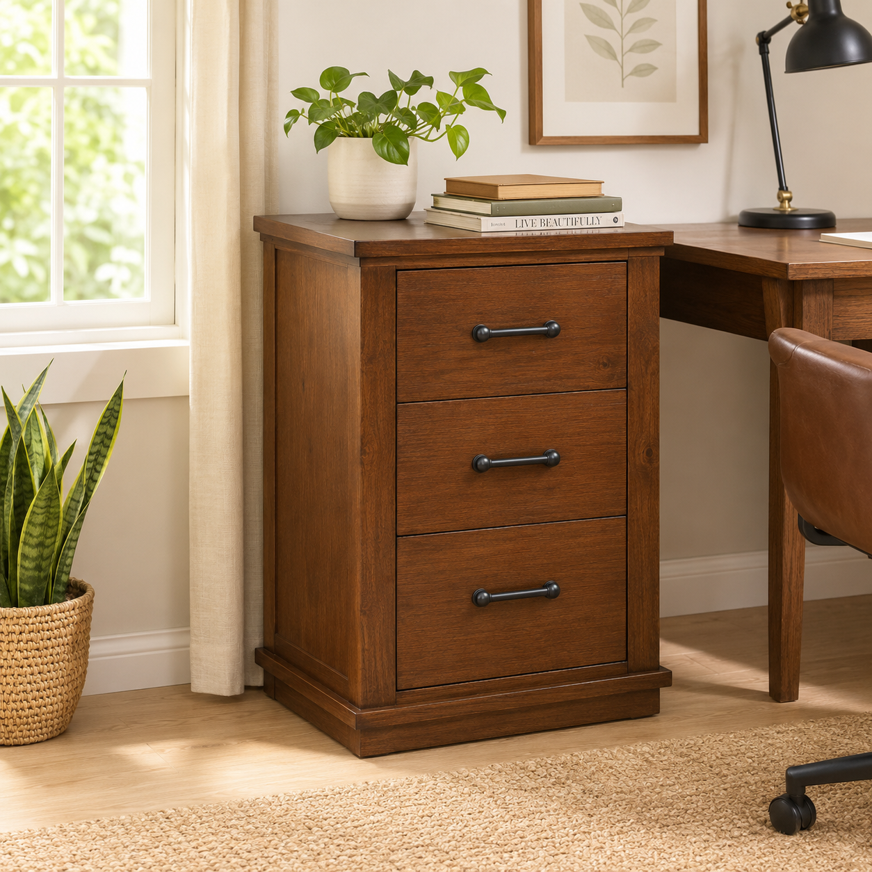 California Solid Wood File Cabinet - Rustic Nutmeg