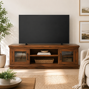 California Solid Wood TV Unit - Rustic Nutmeg