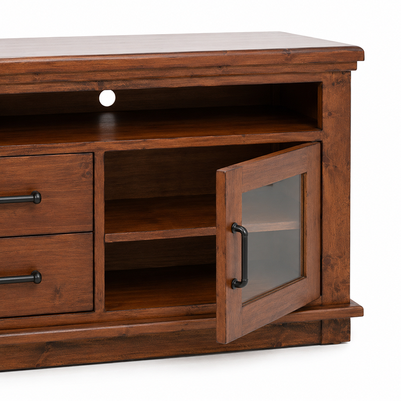 California Solid Wood TV Unit - Rustic Nutmeg