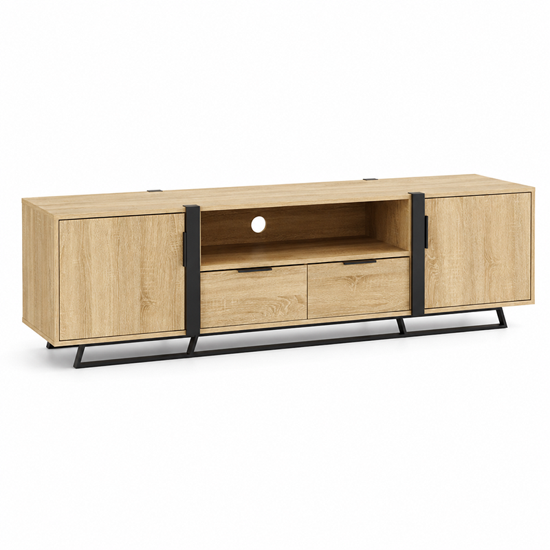 Capri TV Unit W180cm (Black / Dark Oak)
