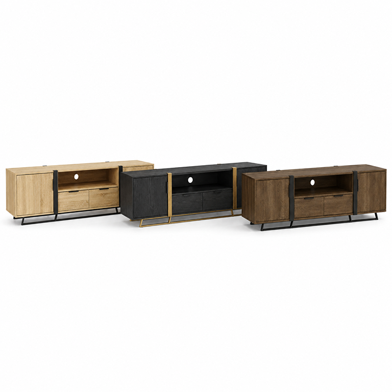 Capri TV Unit W180cm (Black / Dark Oak)